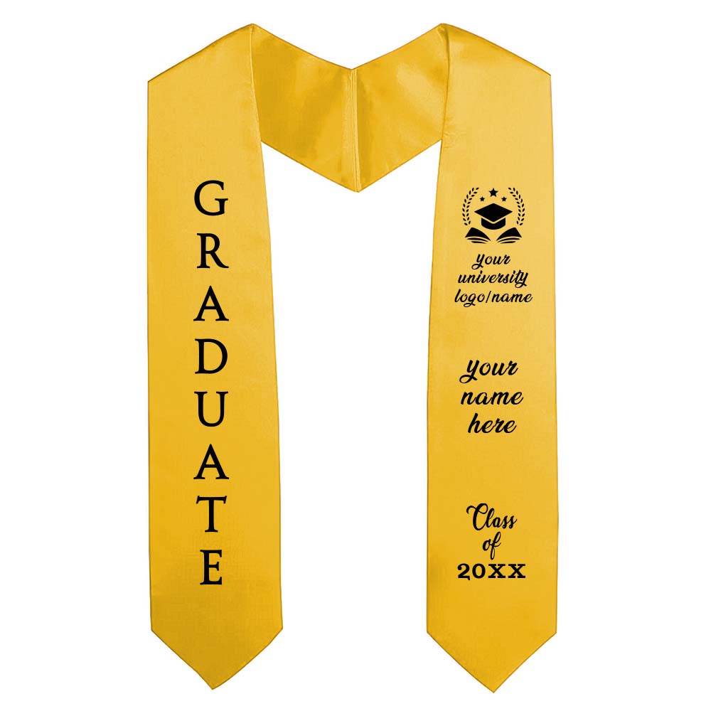 University - D1 - Yellow Personalized Graduation Stole - Yellow