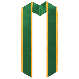 Green Graduation Stole Angled Finish With Trim