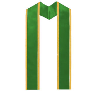 Green Graduation Stole Plain Finish With Trim