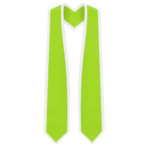 Lime Green Graduation Stole Tapered Finish With Trim