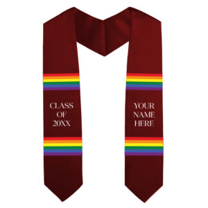 Rainbow Graduation Stole - Maroon